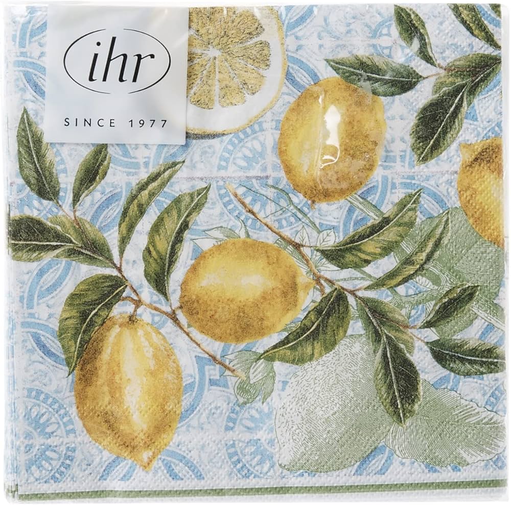 IHR Cocktailservet 25x25cm - Citroen/ blauw                868500