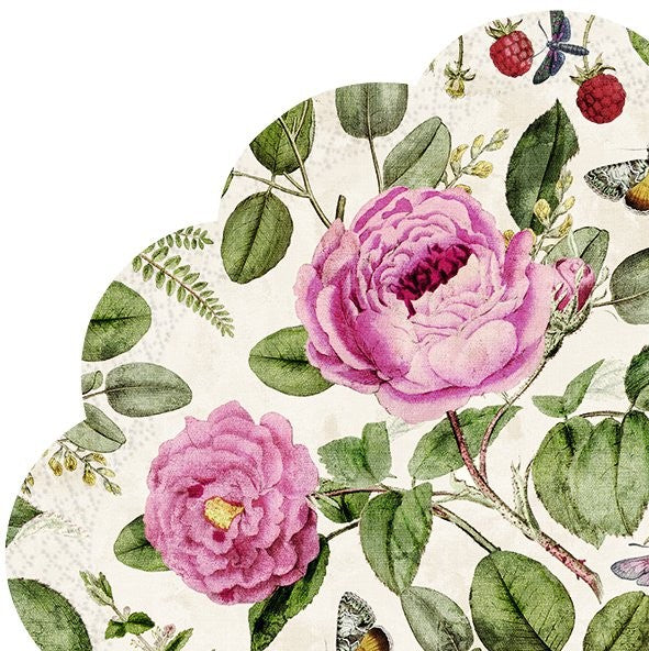 IHR Ronde servet 34cm - Bloemen/roze 992260