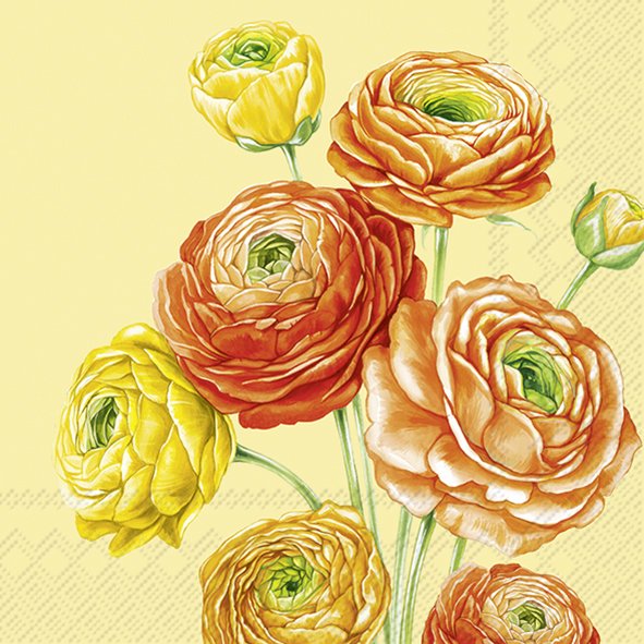IHR Lunchservet 33x33cm - bloemen/geel 1030970