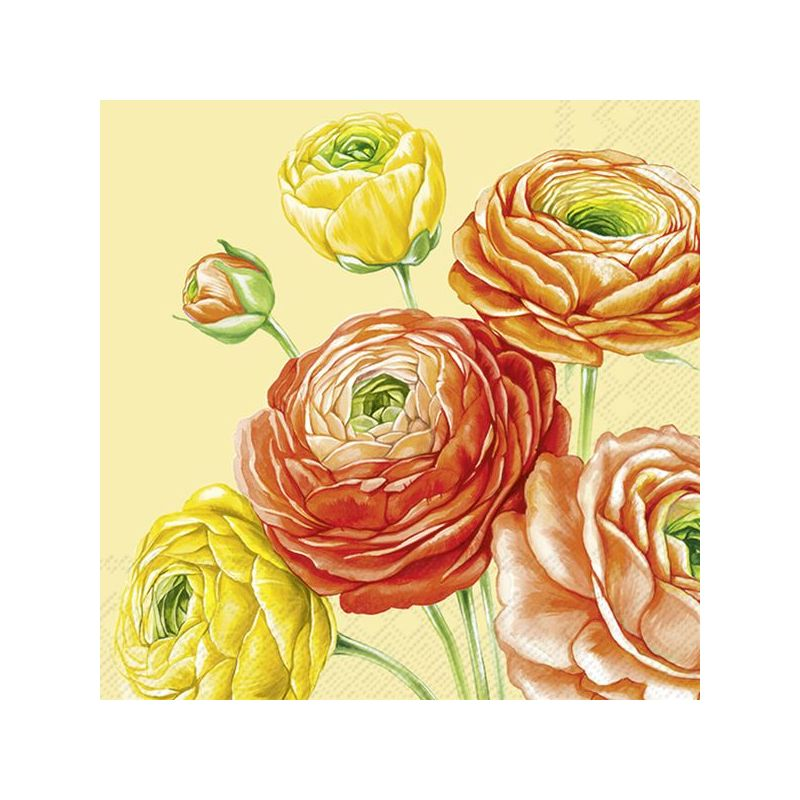 IHR Cocktailservet 25x25cm - bloemen /geel     1030970