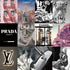 Glasschilderij 3D collage met merken Parijs/ New York - 120x120cm