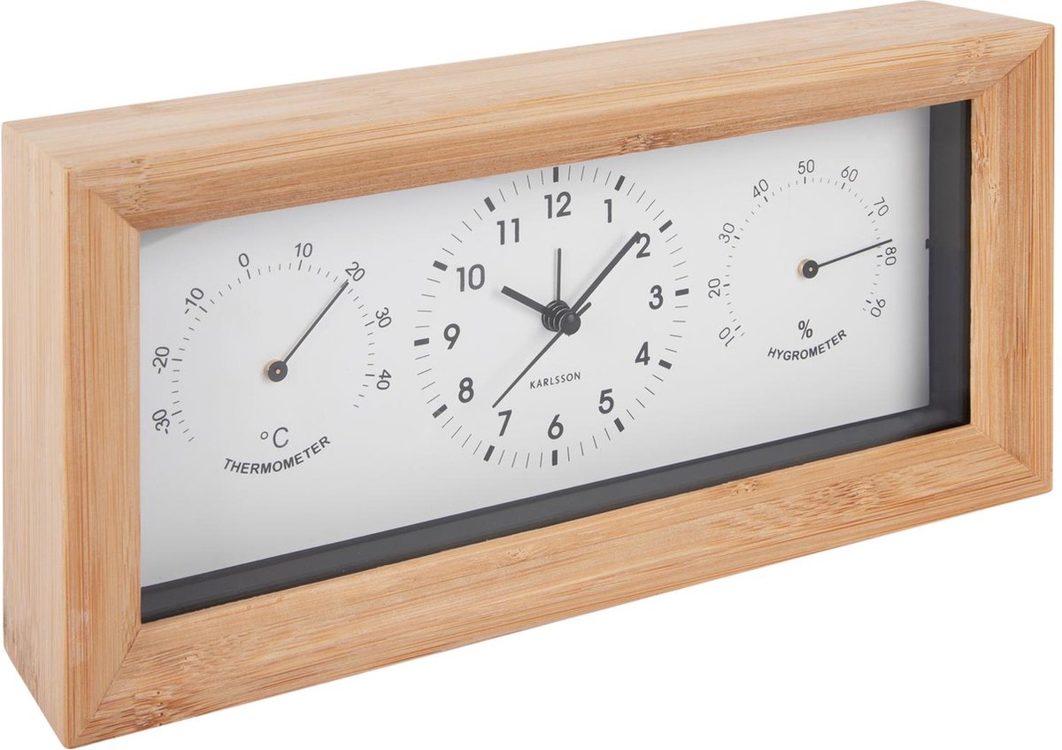 KARLSSON Neat rechthoek wekker - bamboo