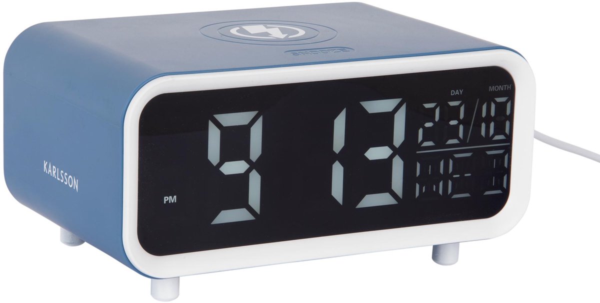 KARLSSON Chuncky LED wekker met telefoon oplader - blauw