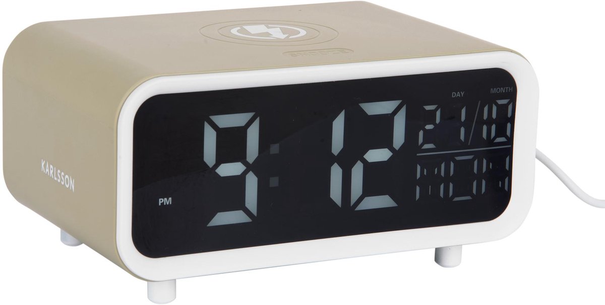 KARLSSON Chuncky LED wekker met telefoon oplader - theegroen
