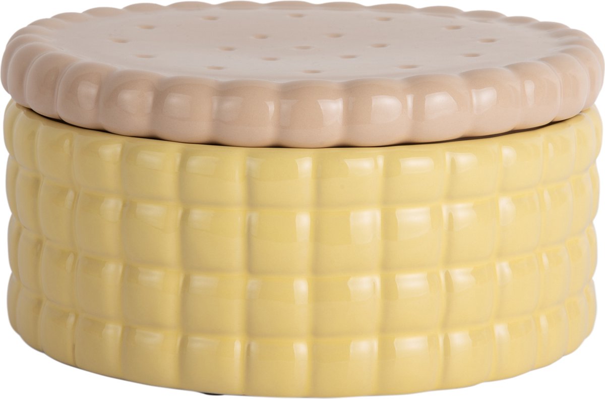 LEITMOTIV Opbergpot koekjesdoos - zacht geel - Large