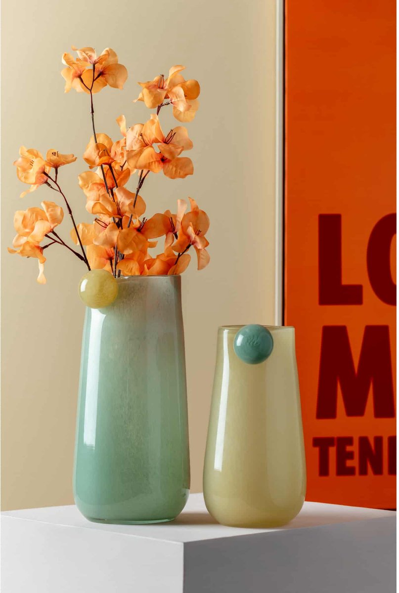 Present Time Bolita vaas glas - zacht geel - Medium