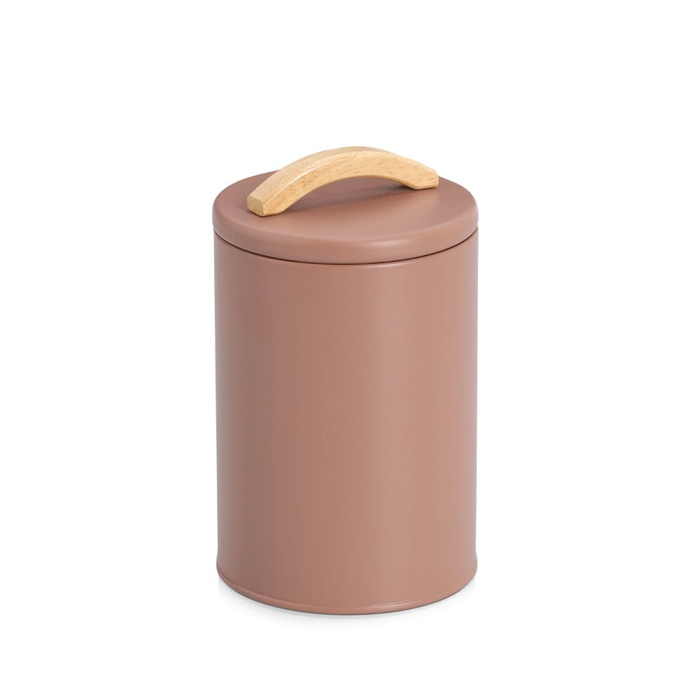 ZELLER Voorraadpot 1300ml - metaal/ rubber - mocha