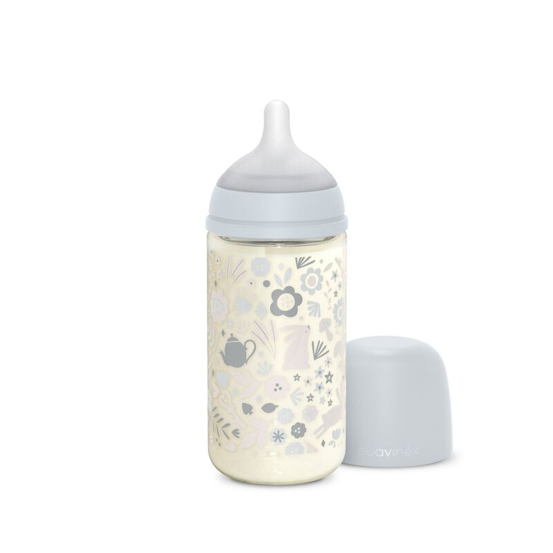 SUAVINEX Wonderland glazen fles 240ml - fopspeen sxpro M - blauw
