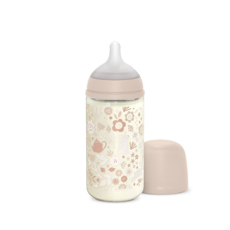 SUAVINEX Wonderland glazen fles 240ml - fopspeen sxpro M - roze