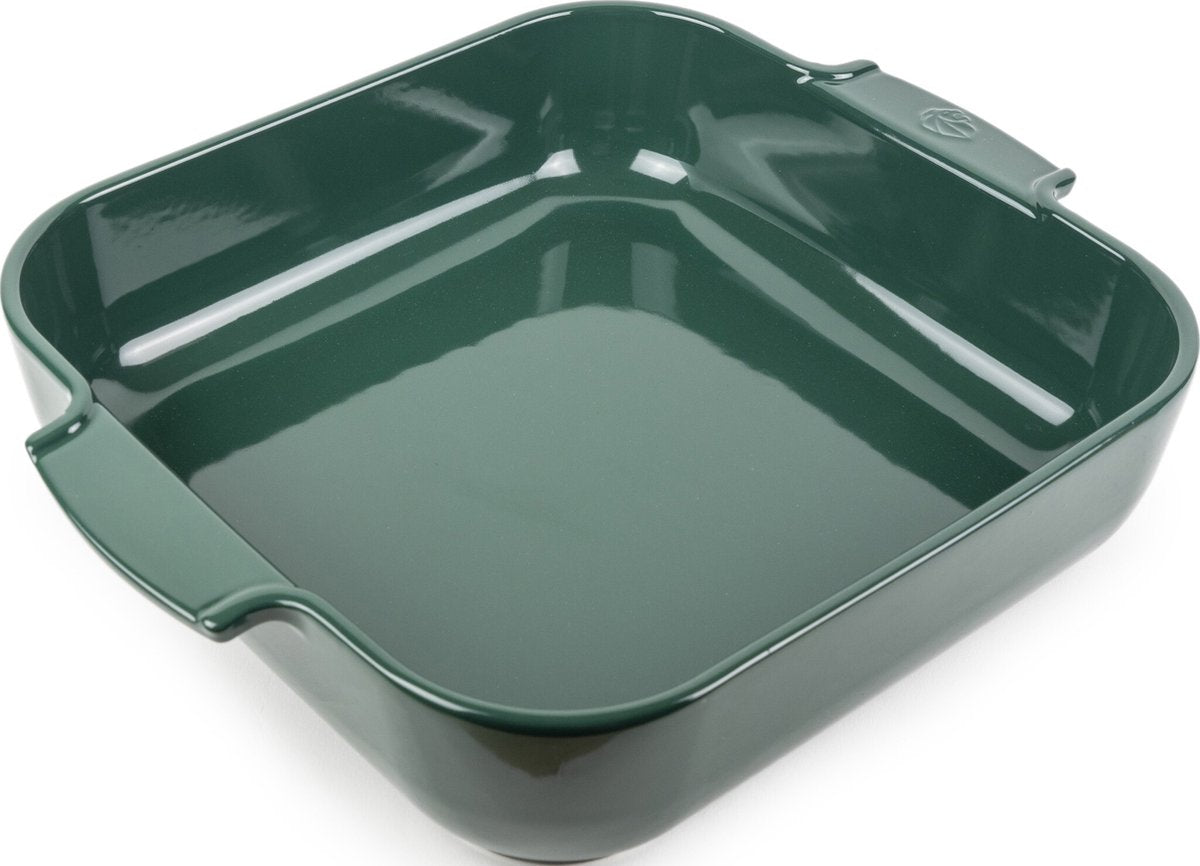 PEUGEOT APPOLIA vierkante keramische ovenschaal 36cm - Bosgroen