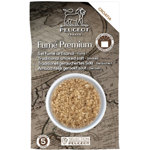 PEUGEOT SEL FUME ambachtelijk gerookt zout 150g - 3 verhoudzakje/50g