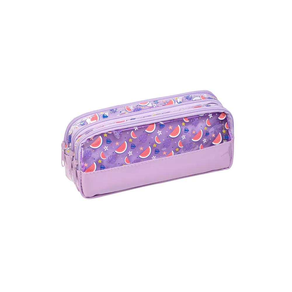 Fruity Friends - Pennenzak fresh PVC - 22x9x6cm 3-zip - Transparant