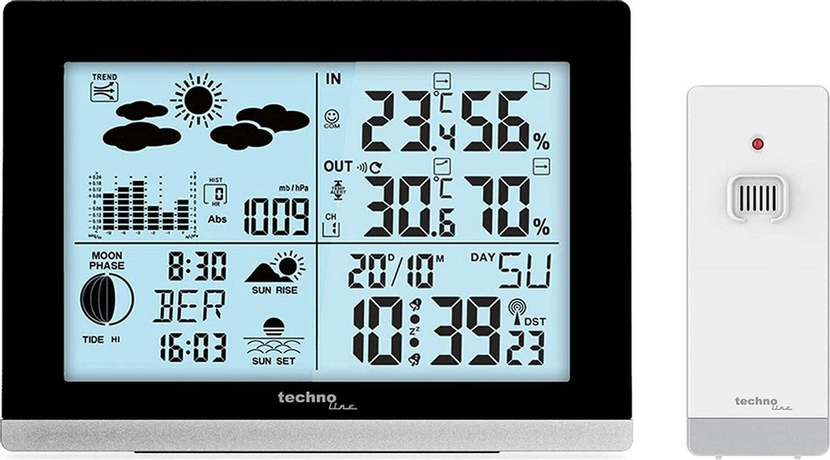 TECHNOLINE Weerstation 6762 - zwart/ zilver met 1 buitensensor