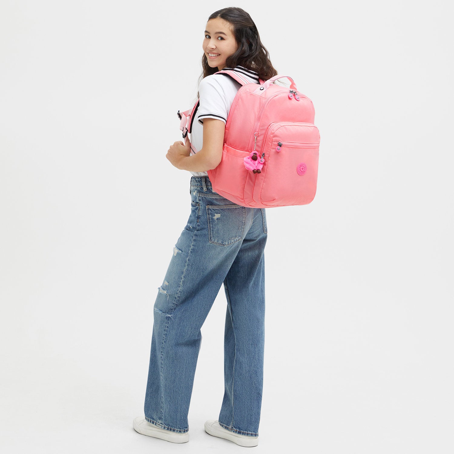 KIPLING Seoul College Extra rugzak - coral sea