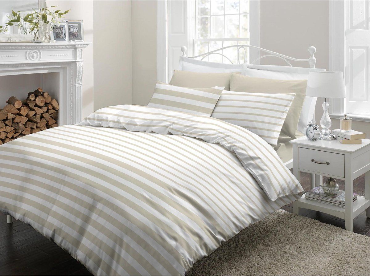 MANDY Dekbedovertrek - 200x220cm - beige katoen