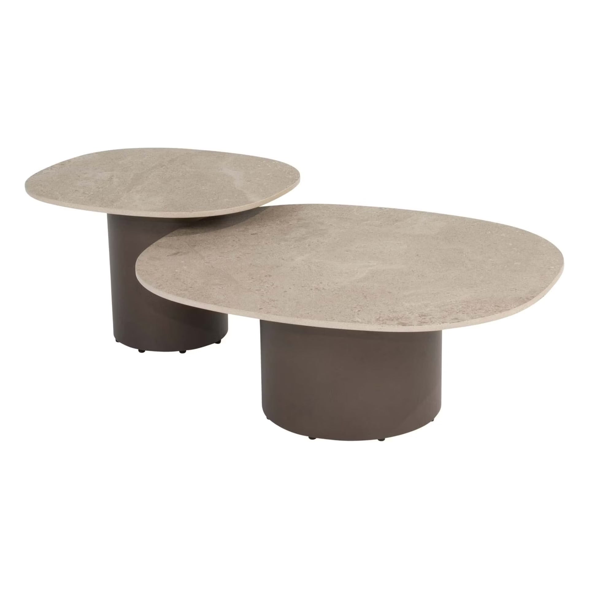 Set 2 SOFIE koffietafels - 50x60x35cm/ 70x80x30cm - ceramic/ terre