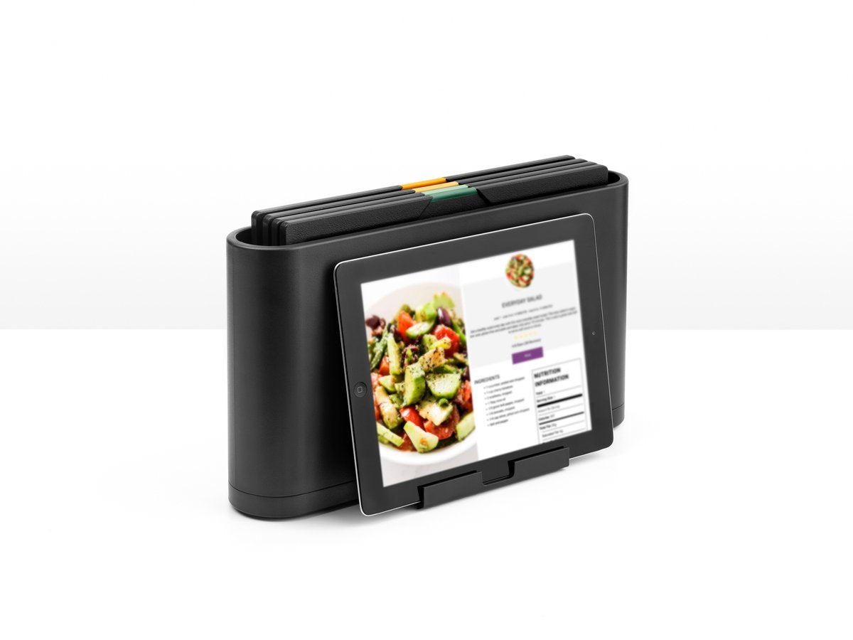 BRABANTIA Tasty+ Snijplanken set van 4 plus houder d. grijs