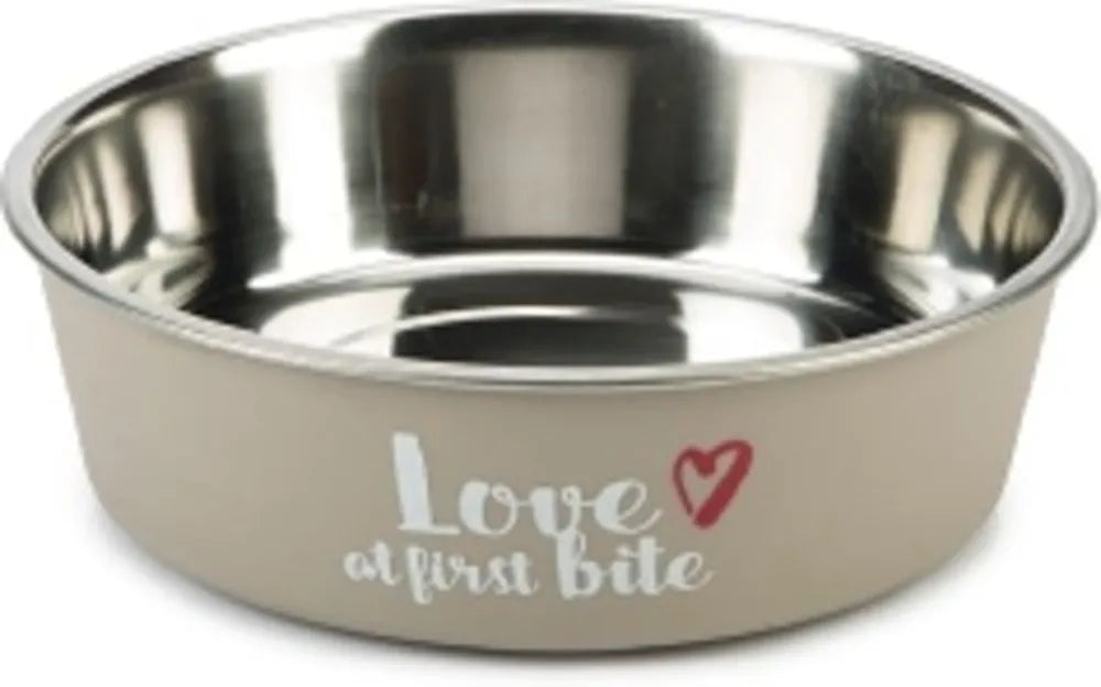 BEEZTEES Hondenvoerbak Love at first bite - 17cm Grijs - RVS