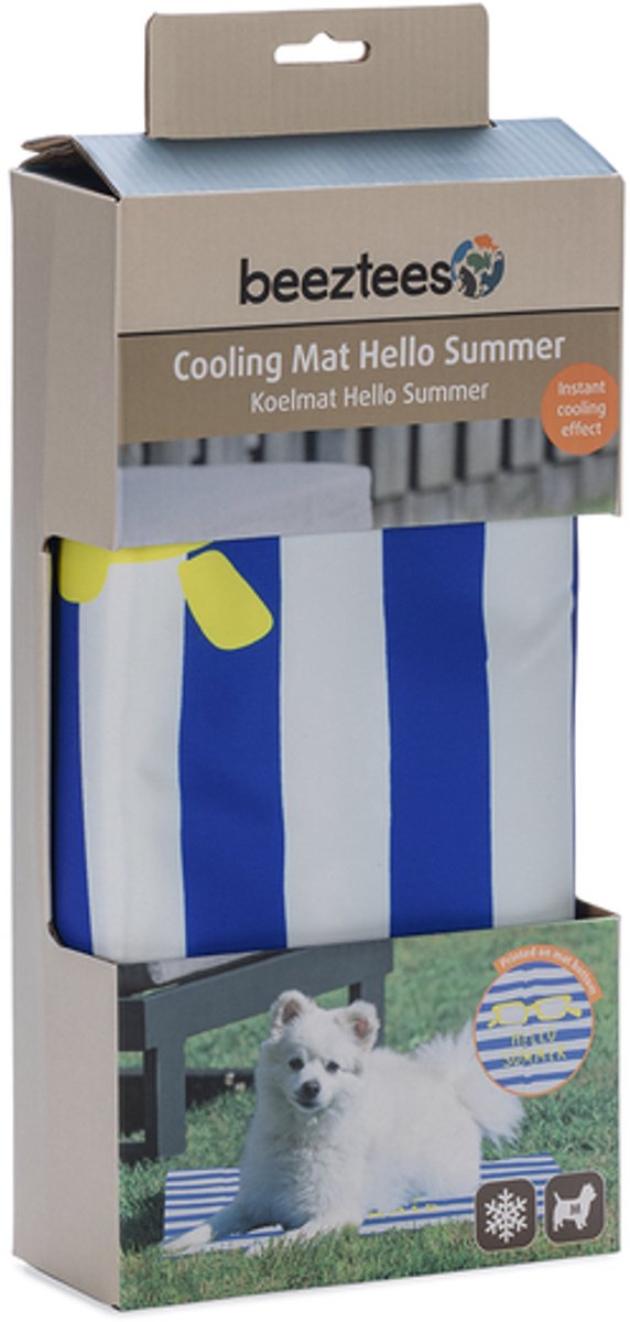 BEEZTEES Koelmat Hello summer - 65x50cm Blauw/wit