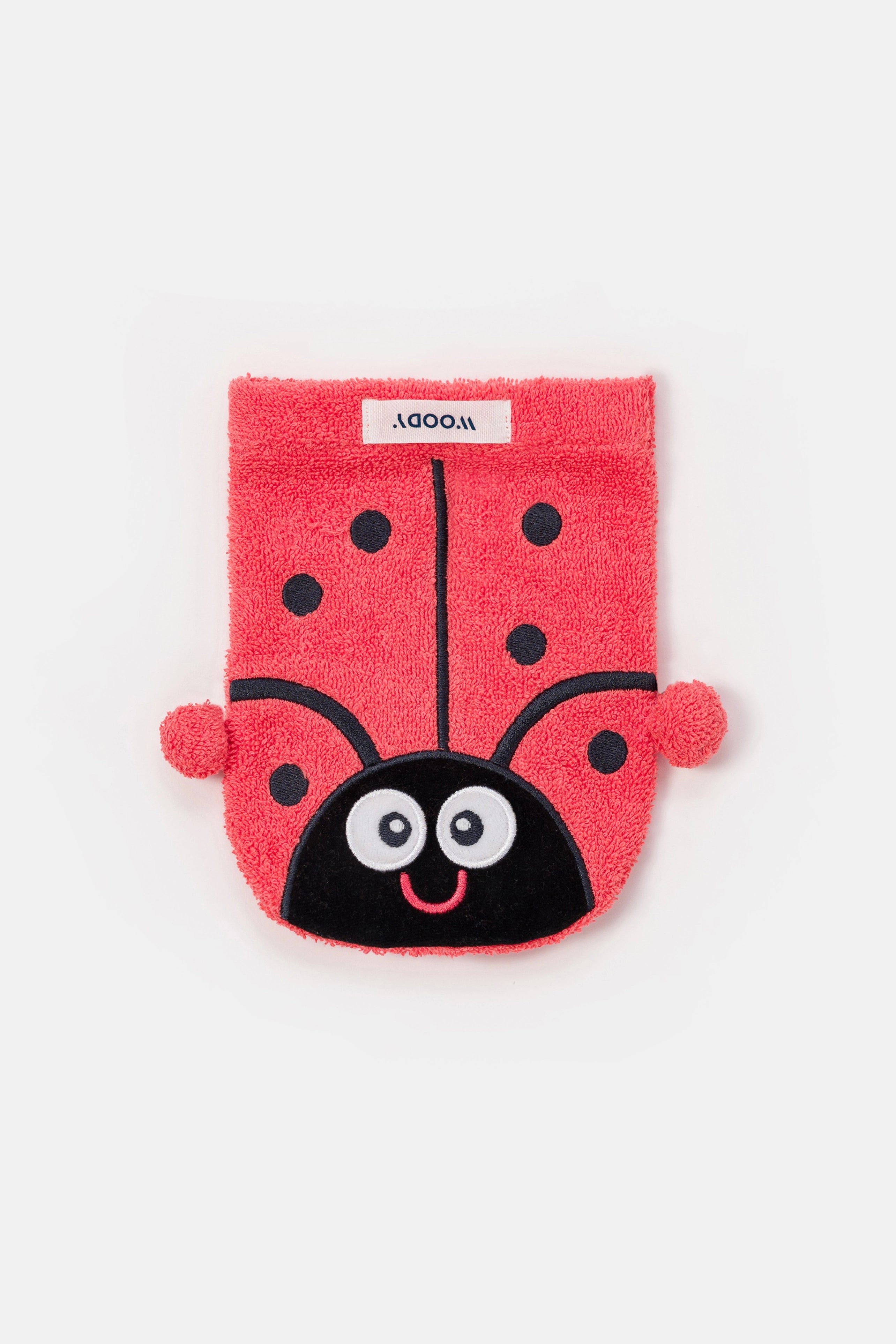 WOODY Washandje 20x15cm - koraalrood