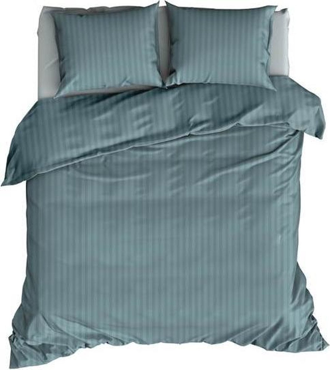 SATIN D'OR Dekbedovertrek - 260x200cm - streep smoke blue satijn