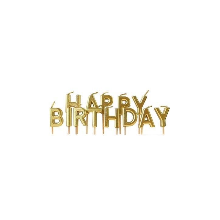 SCRAP COOKING Letterkaarsen - Happy Birthday - goud