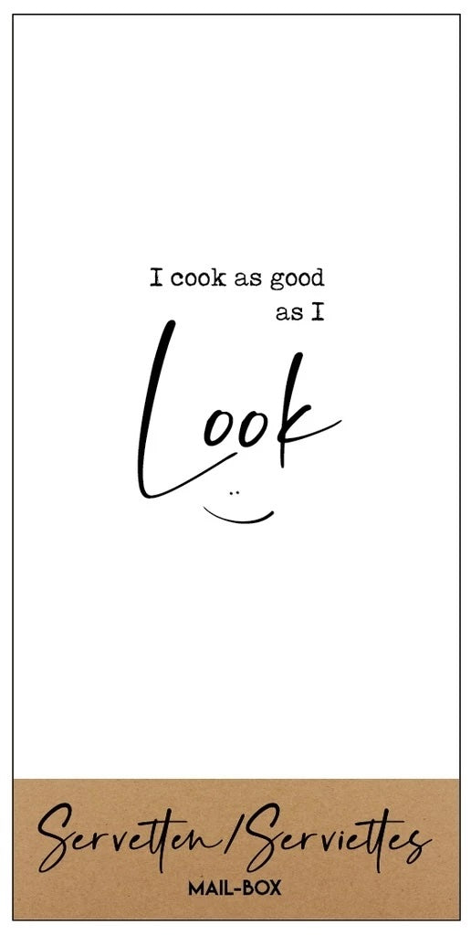 Servetten 10x20cm 15st.- I cook as good as I look