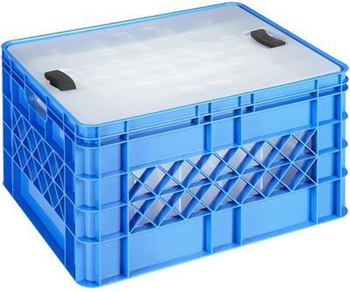 SUNWARE  Square glazenkrat met deksel voor wijn en champagneglazen - blauw