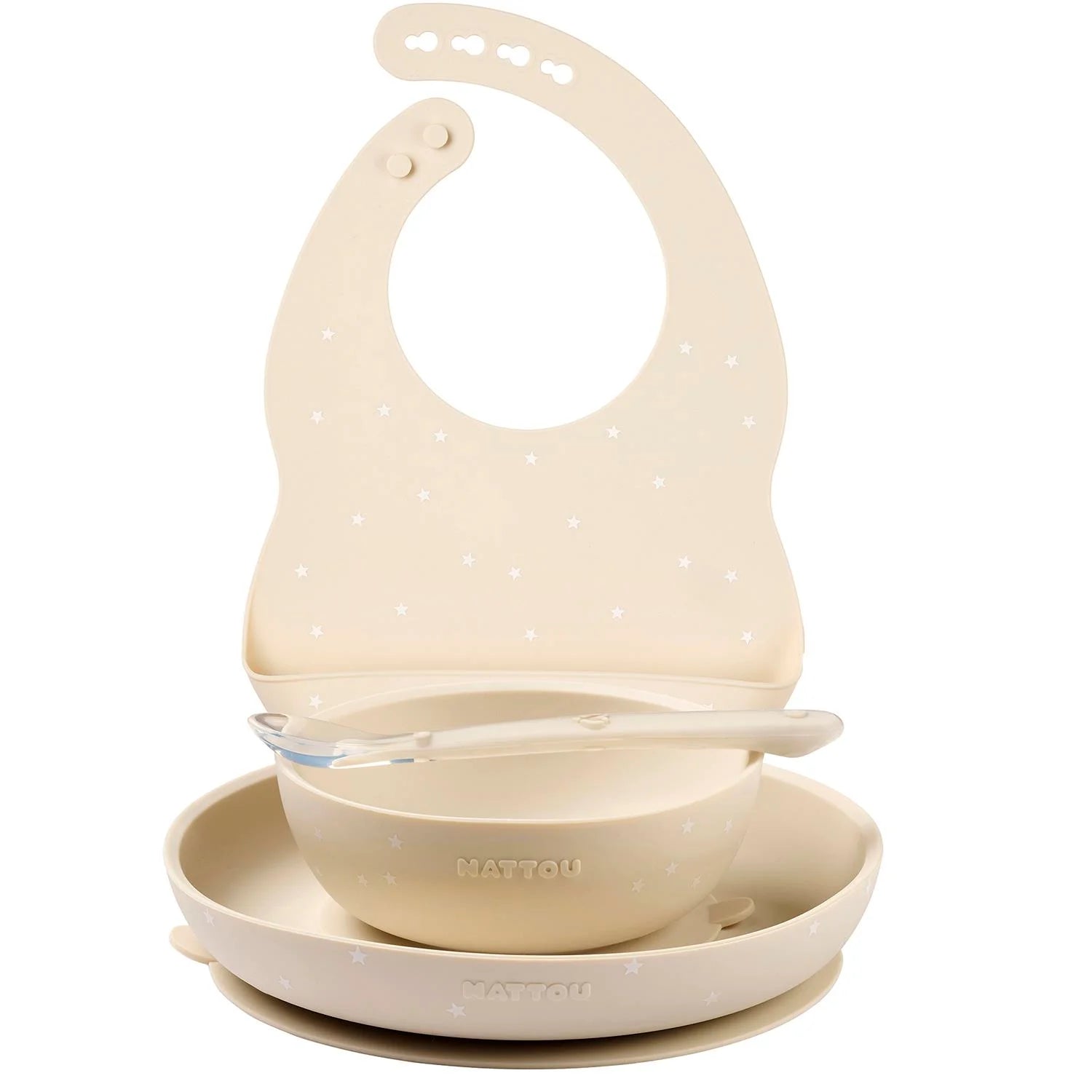 NATTOU Eetset met slab silicone - klei sterren