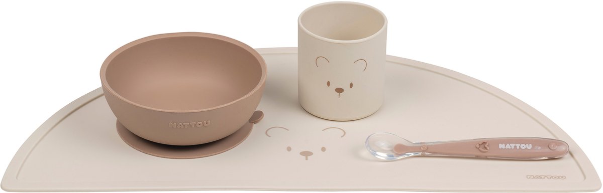 NATTOU Eetset 4dlg met placemat -  naturel