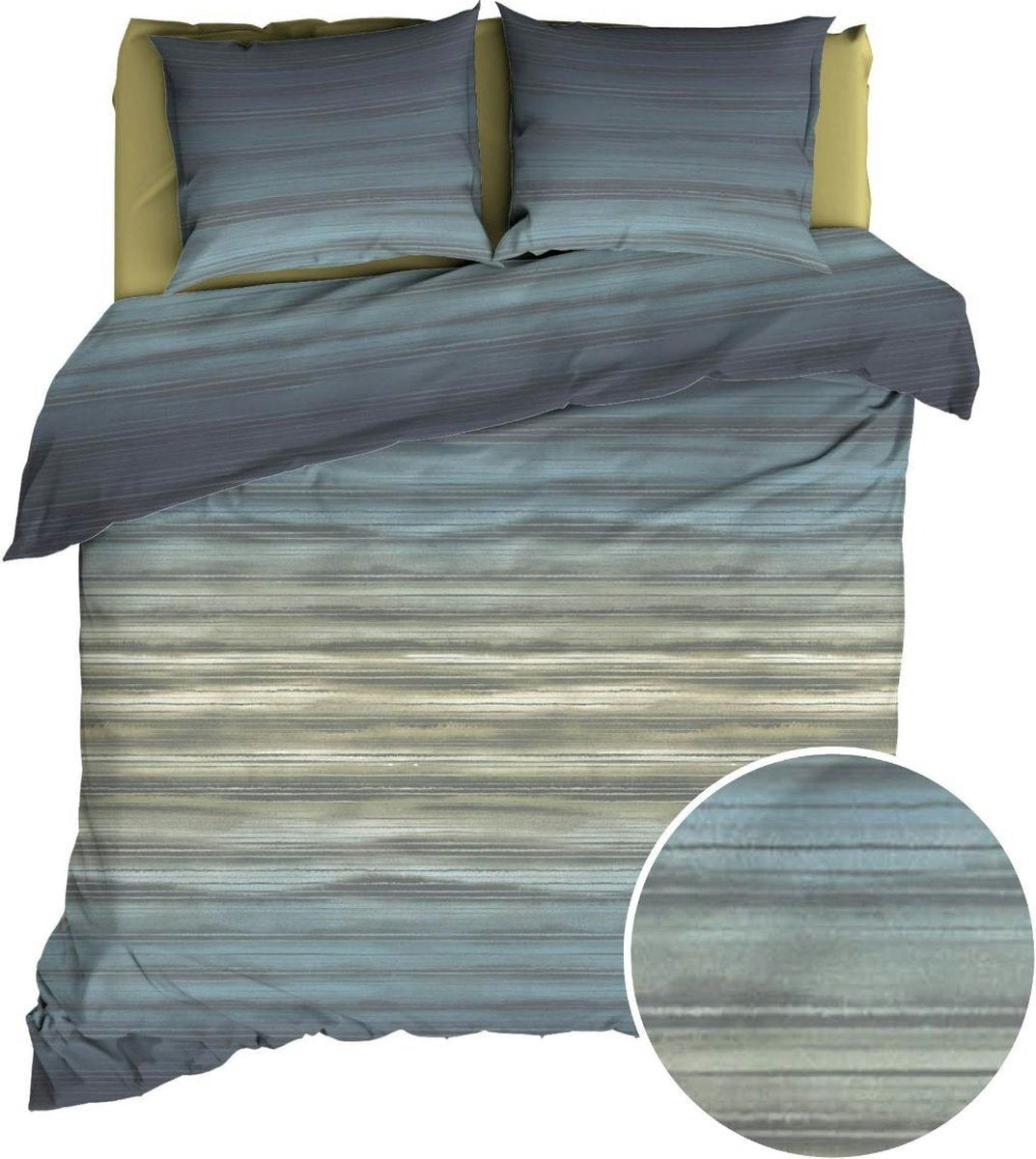 SATIN D'OR Dekbedovertrek - 200x200cm - Fluvius teal/ blauw