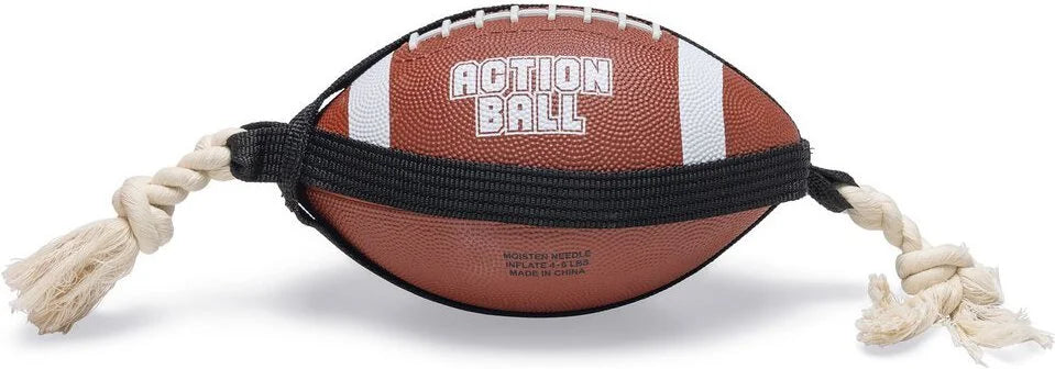 BEEZTEES Hondenspeelgoed rugbybal m/touw - bruin