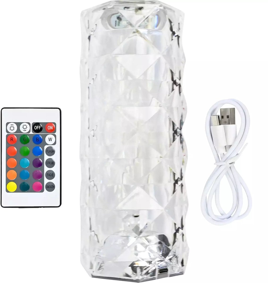 BENSON LED Tafellamp kristal - m/afstandsbediening