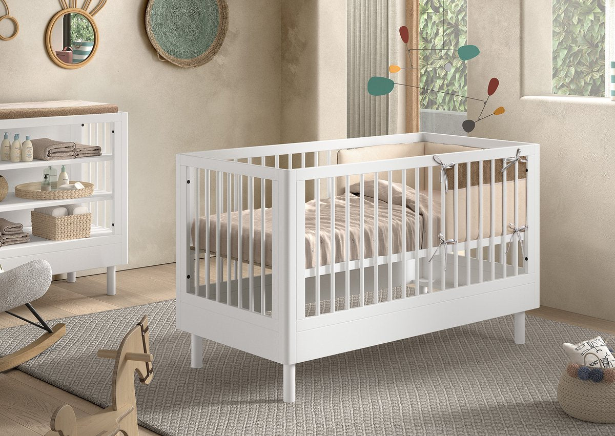JAXX Forrest babybed - 70x140cm - beuk wit + ombouw toddler