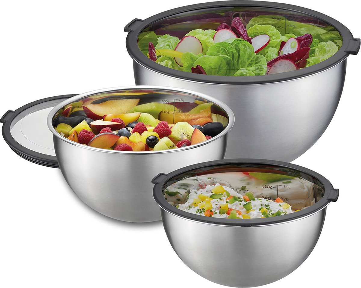GEFU Mondi - Bowls met deksel - set 3st. Ø16+20+24cm