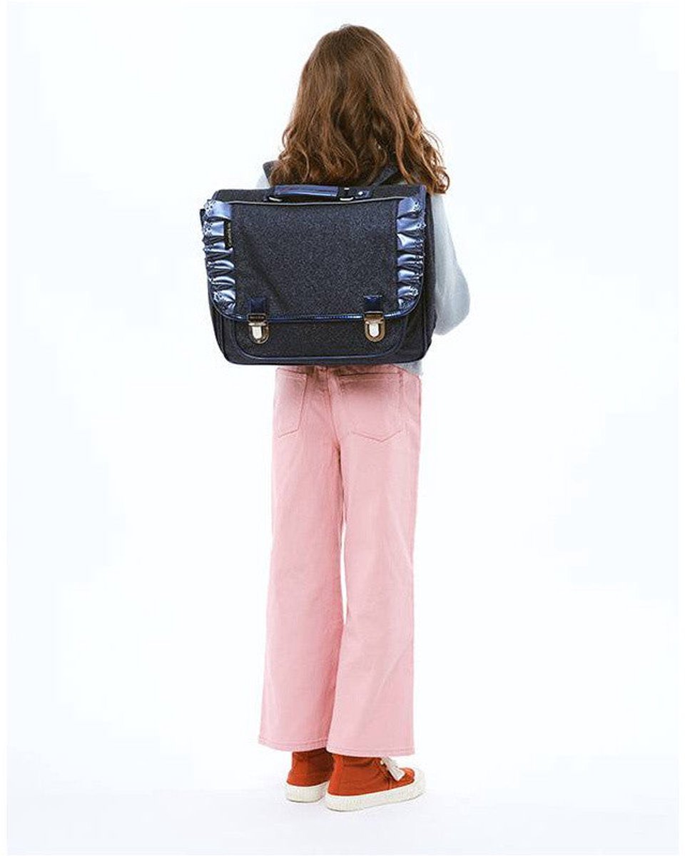 CARAMEL&CIE Schooltas medium - Flounces Glitter navy