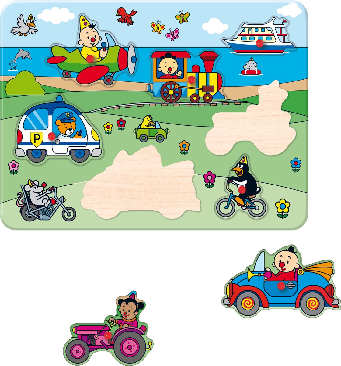 BUMBA Inlegpuzzel hout - voertuigen