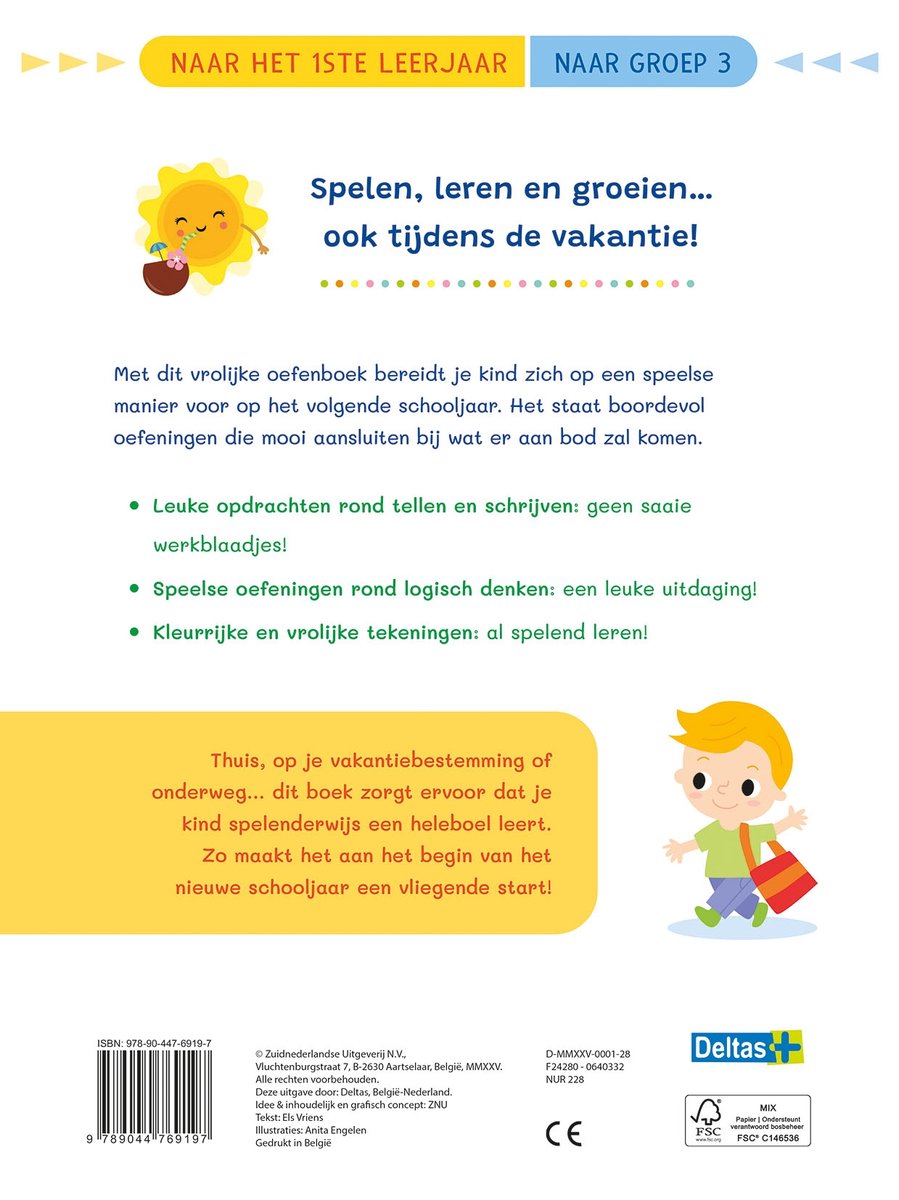 Vakantie oefenpret - Leuke tel-, schrijf- en leesoefeningen (naar het 1ste leerjaar / groep 3)