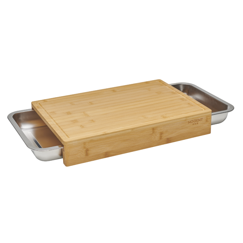 NOGENT Snijplank bamboe met 2 inox lades - 41x28,5x6,5cm