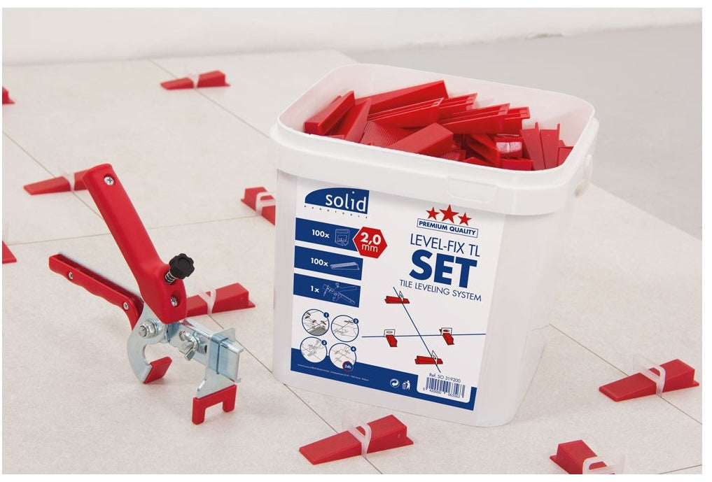 SOLID Level-Fix TL Set / 100 clips 2 mm + 100 spieën + 1 tang