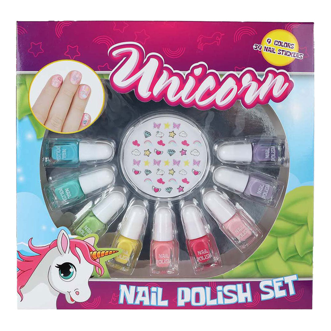 UNICORN Nagellakset - 9 kleuren + nagelstickers