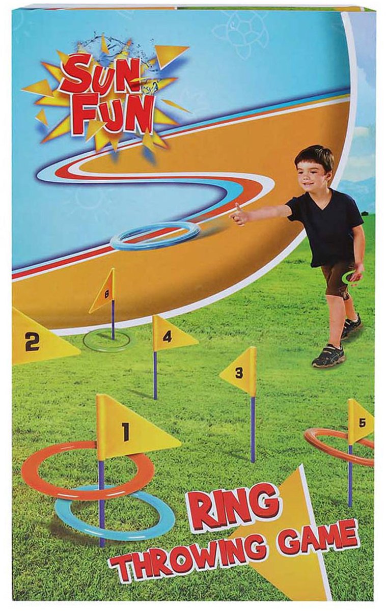 SUN FUN Werpspel - 6 ringen 14cm + 6 vlaggen