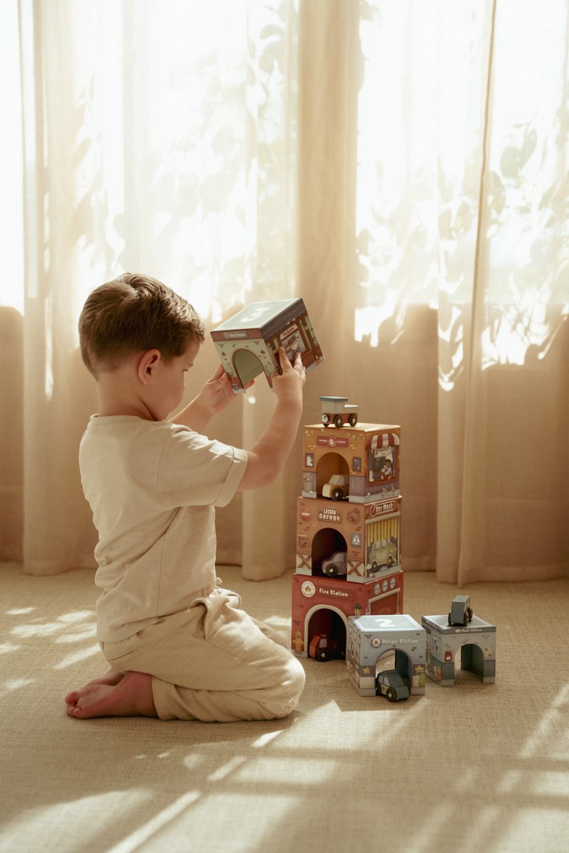 LITTLE DUTCH Stapelblokken m/auto's