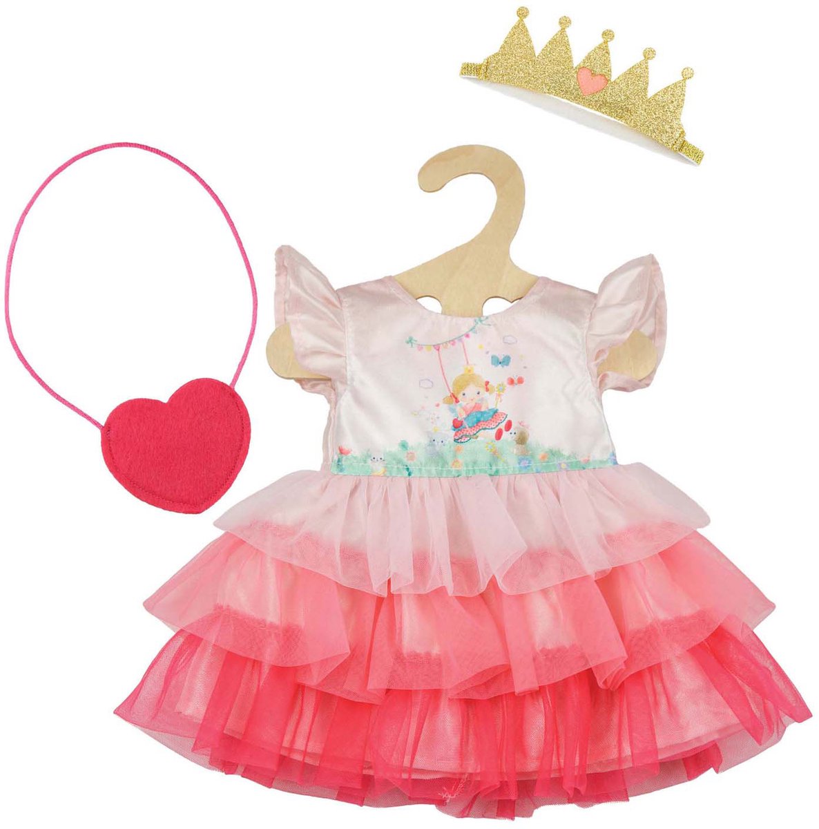 HELESS Jurk princess Emily met tas en kroon 35/45cm