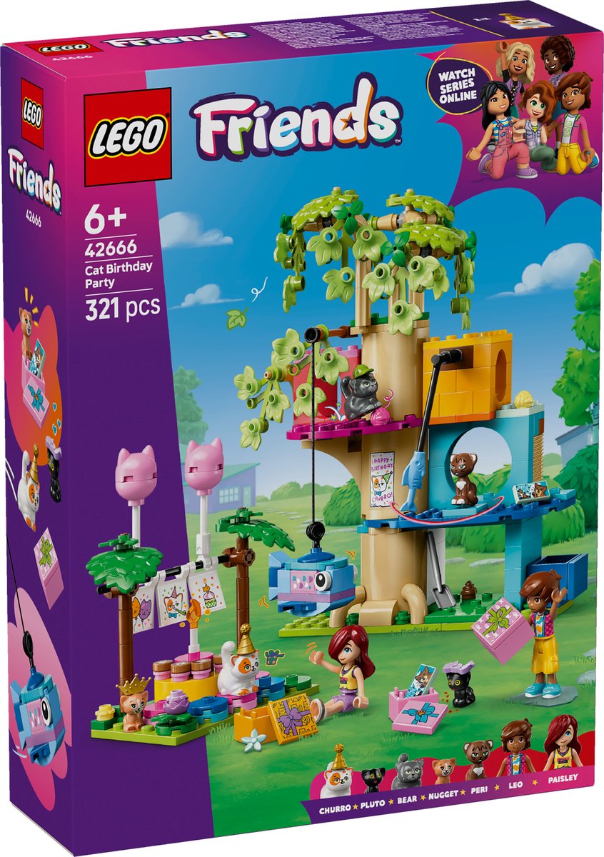 LEGO Friends 42666 Kattenverjaardagsfeestje en boomhut