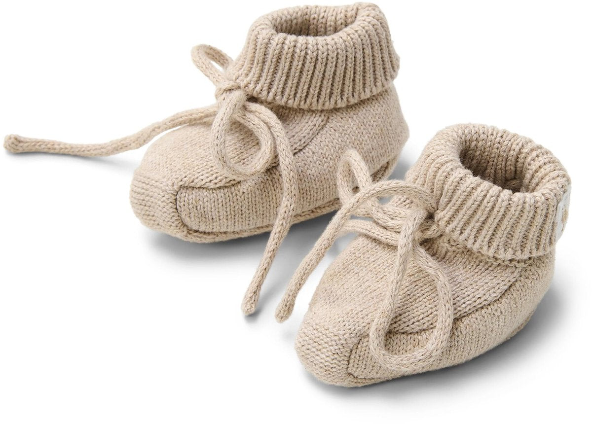 LITTLE DUTCH Knitted booties - soft beige Melee - 44/56