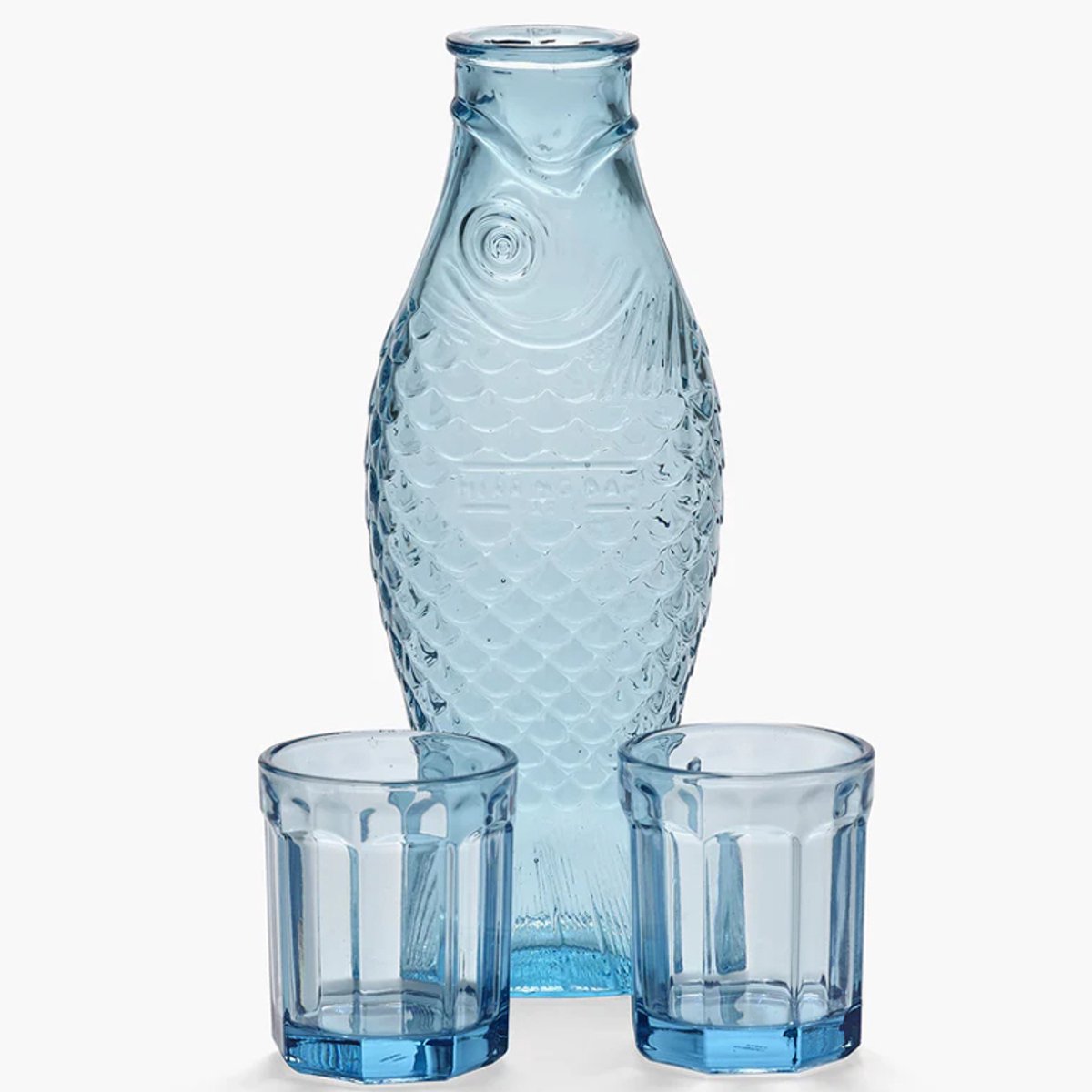 Paola Navone Fish&Fish - Set karaf + 2 glazen blauw - M