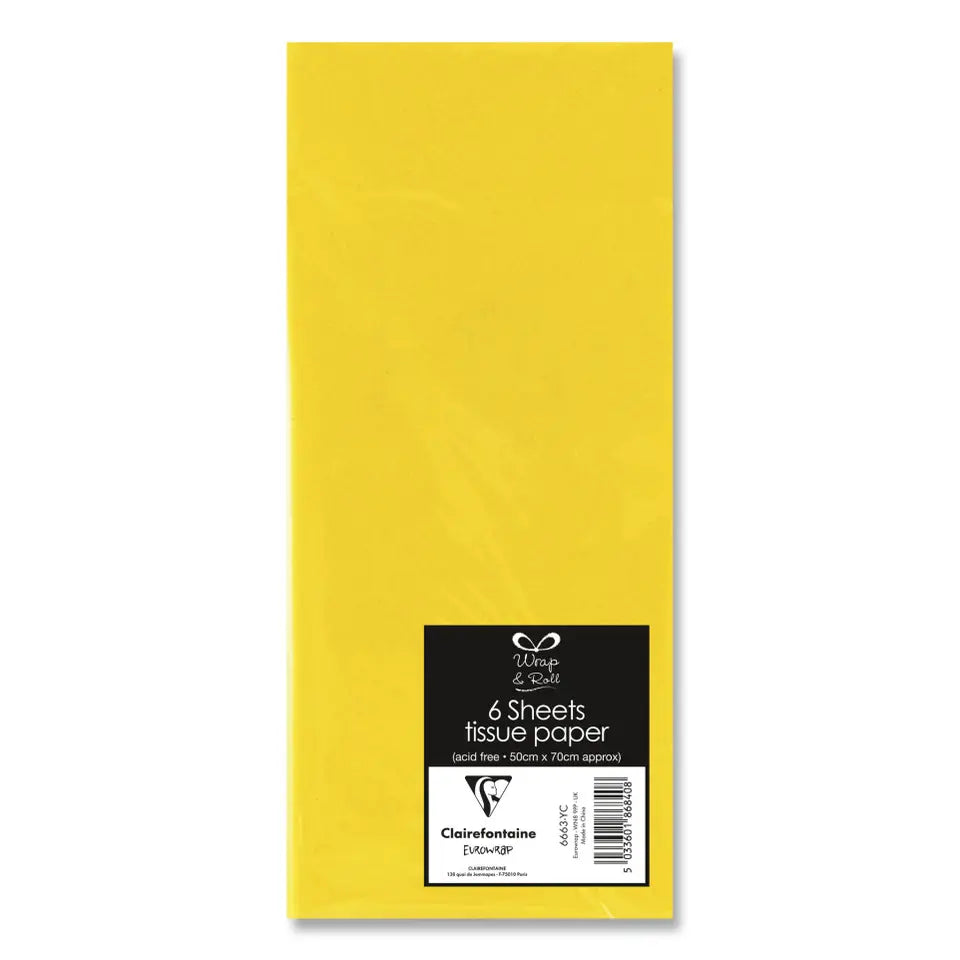 CLAIREFONTAINE Zijdepapier 6bl - 50x70cm - geel
