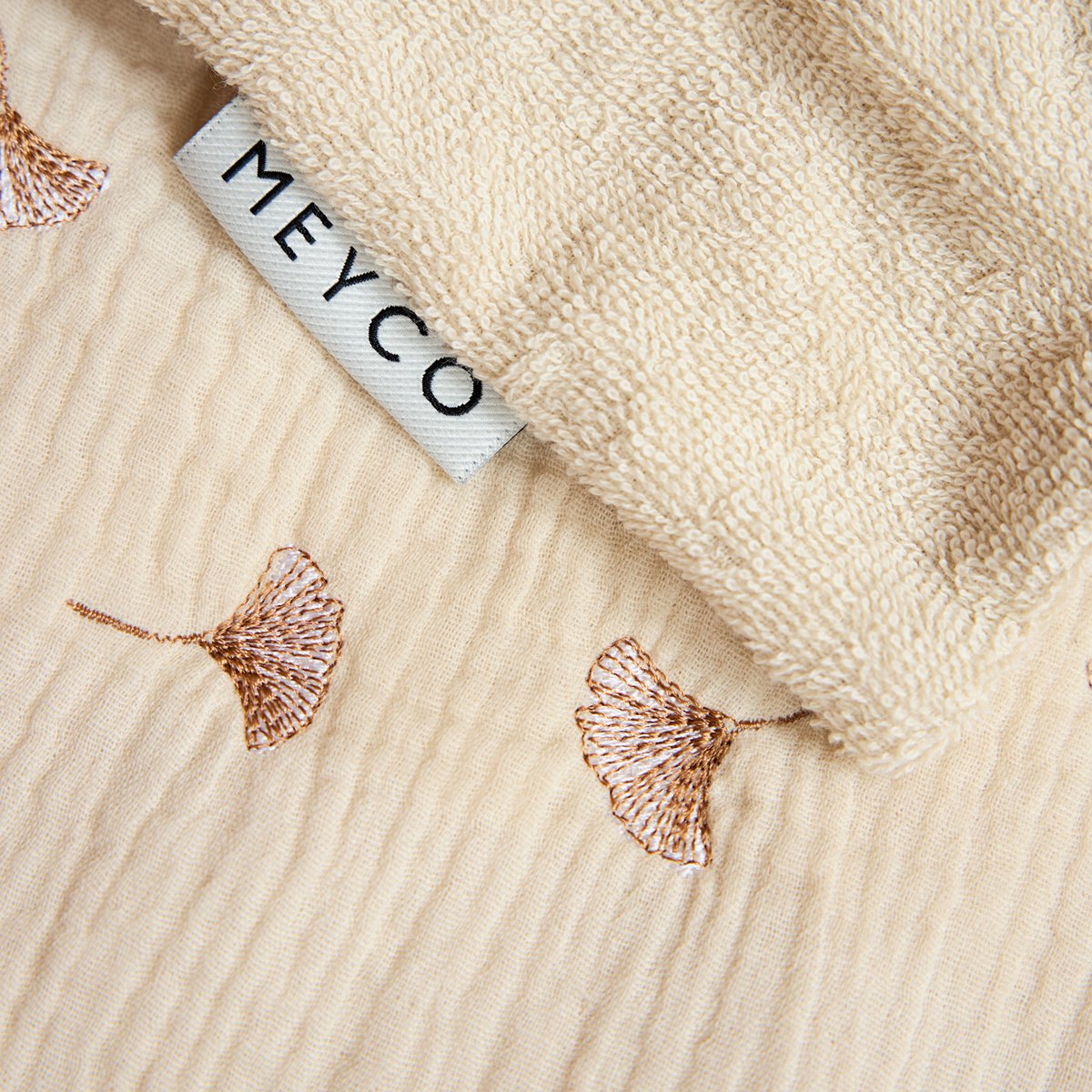 MEYCO Deken borduur m/badstof ginko 75x100cm - soft sand