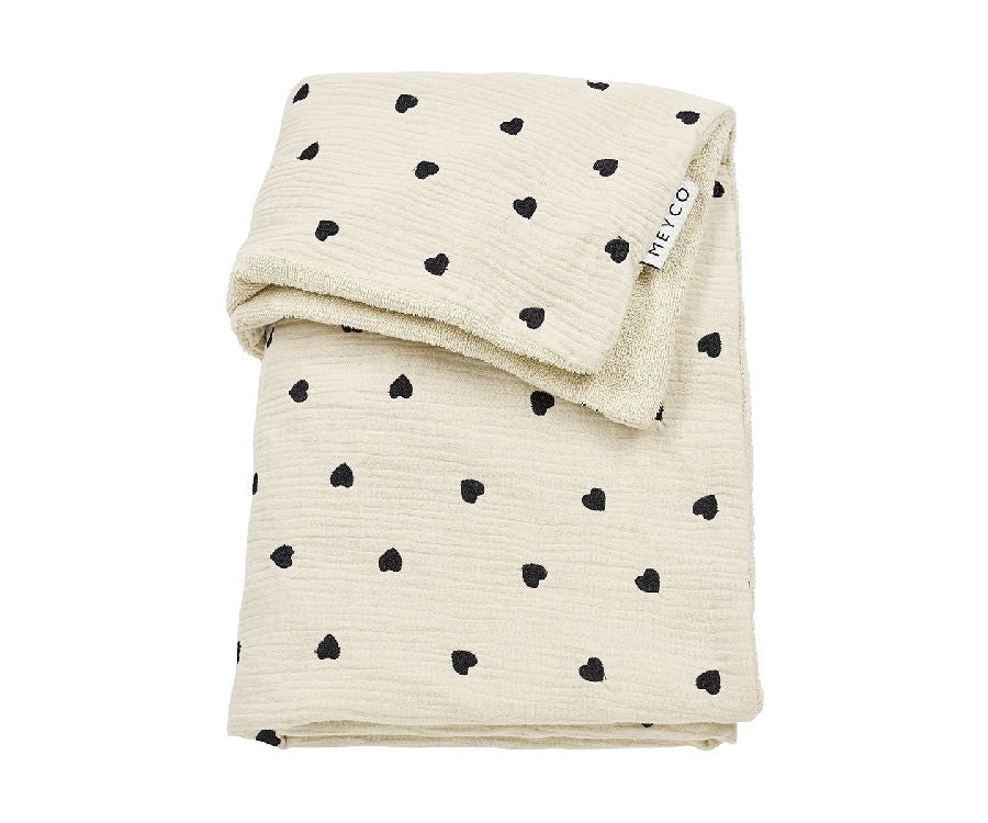 MEYCO Deken borduur m/badstof sweet heart 75x100cm - soft sand